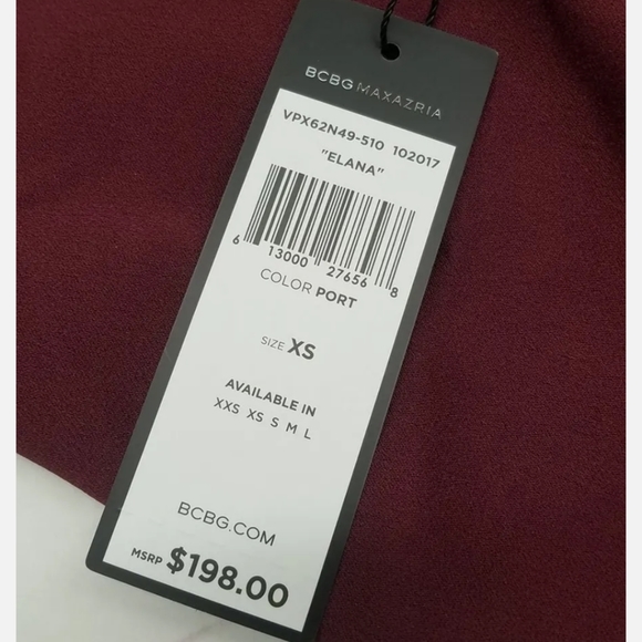 NWT BCBGMaxazria Elana Burgundy Sleeveless Spagreetti Strap V Neck Dress mini xs - Picture 3 of 5